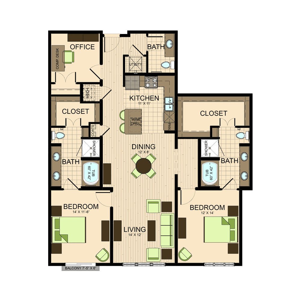 floor plan | The Susanne Texas medical center apartments